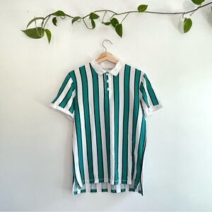 BP Green and White Vertical Striped Polo